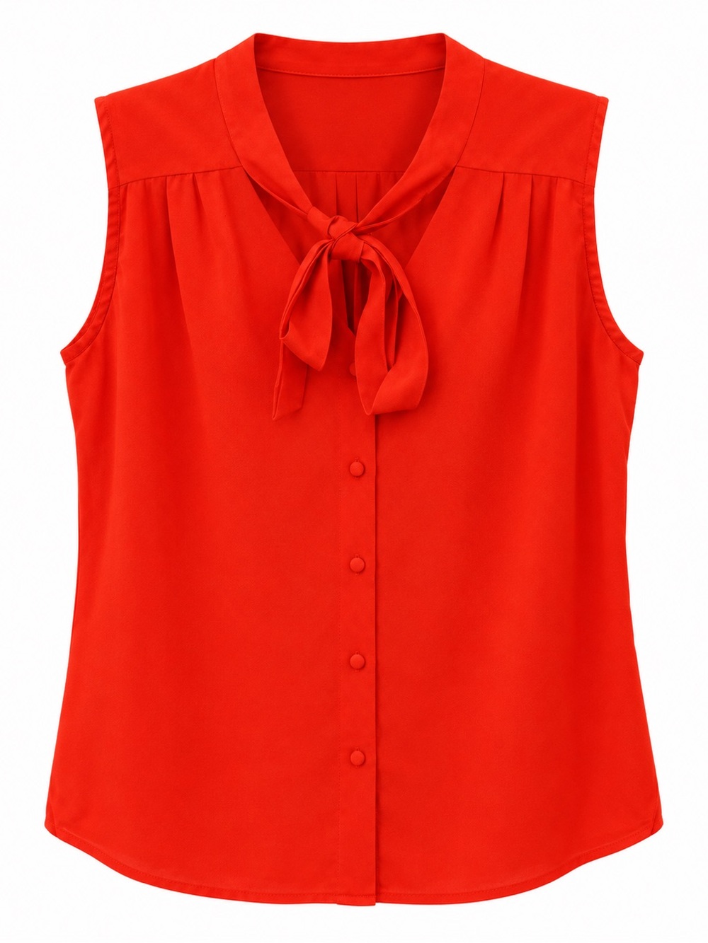 Milly Sleeveless Tie-Neck Blouse - Bright Red